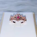 Женское кольцо на палец ZYR018, имитация кристалла, розовое золото - фото