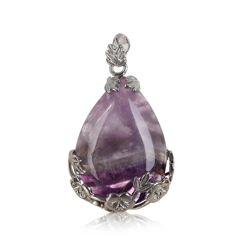

1 Pcs Natural Quartz Stone Flower Necklaces & Pendant Reiki Healing Stone Necklace Pendant Jewelry Accessories