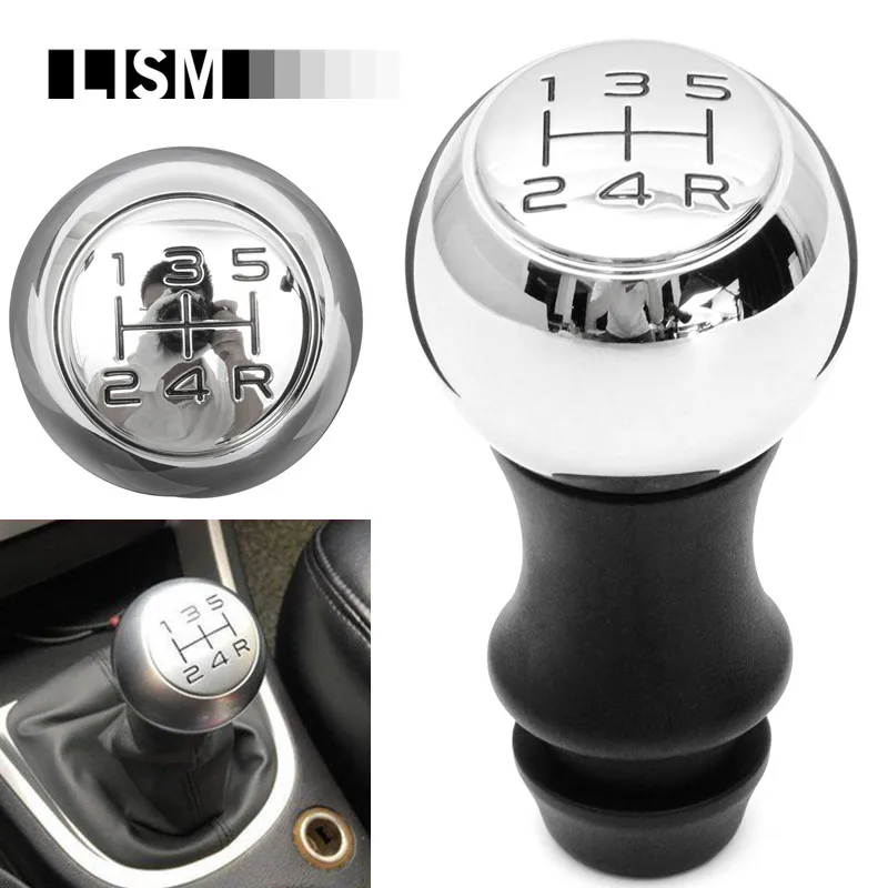 

White Chrome 5 Speed Gear Shift Knob For Peugeot 307 308 408 2008 206 207 208 shift lever pommeau de vitesse