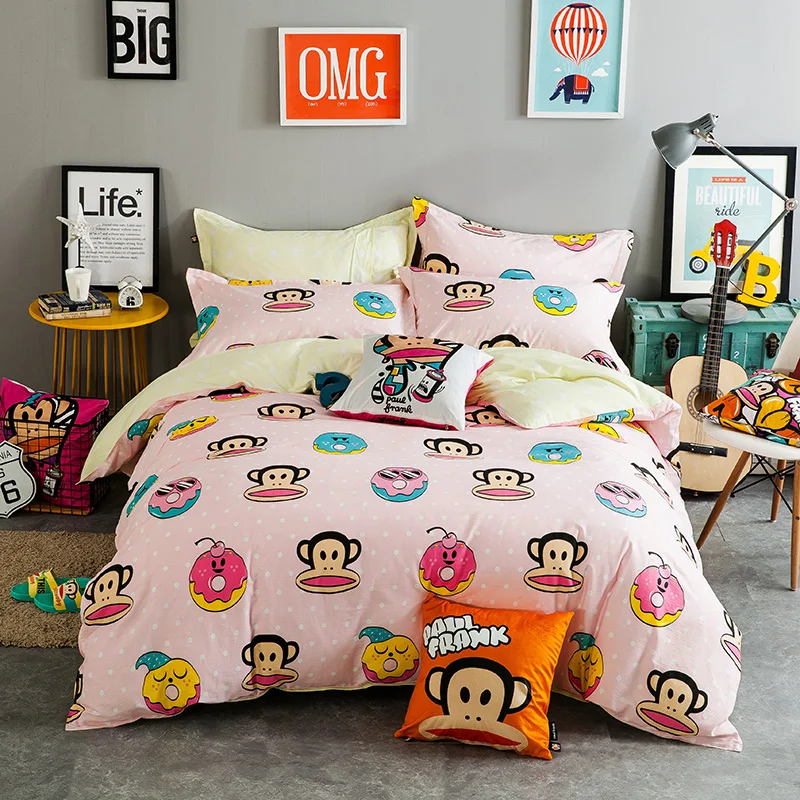 PAUL FRANK 3/4pcs Donuts Cartoon Bedding Set Children Adult Single