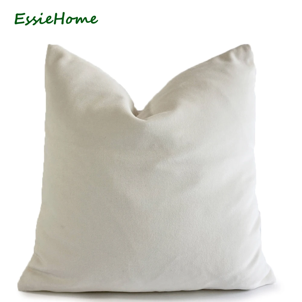 

ESSIE HOME Luxury Matte Cotton Velvet Cushion Pillow White Cream Velvet Cushion Cover Pillow Case Lumber Pillow Case Velvet