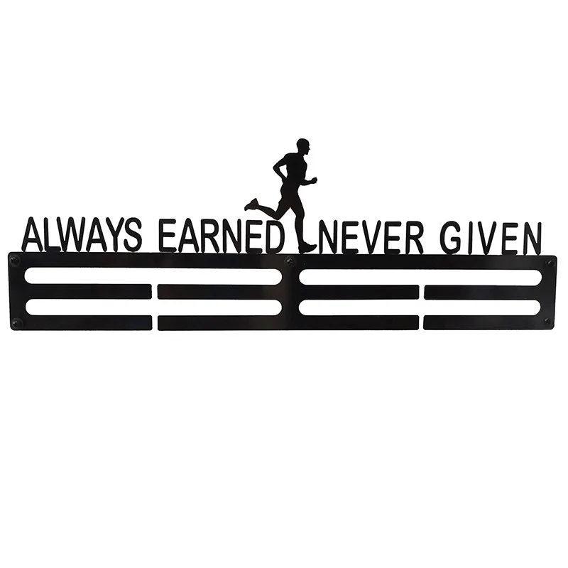 

46cm Always Earned Never Given Black Running Sport Marathon Medal hanger