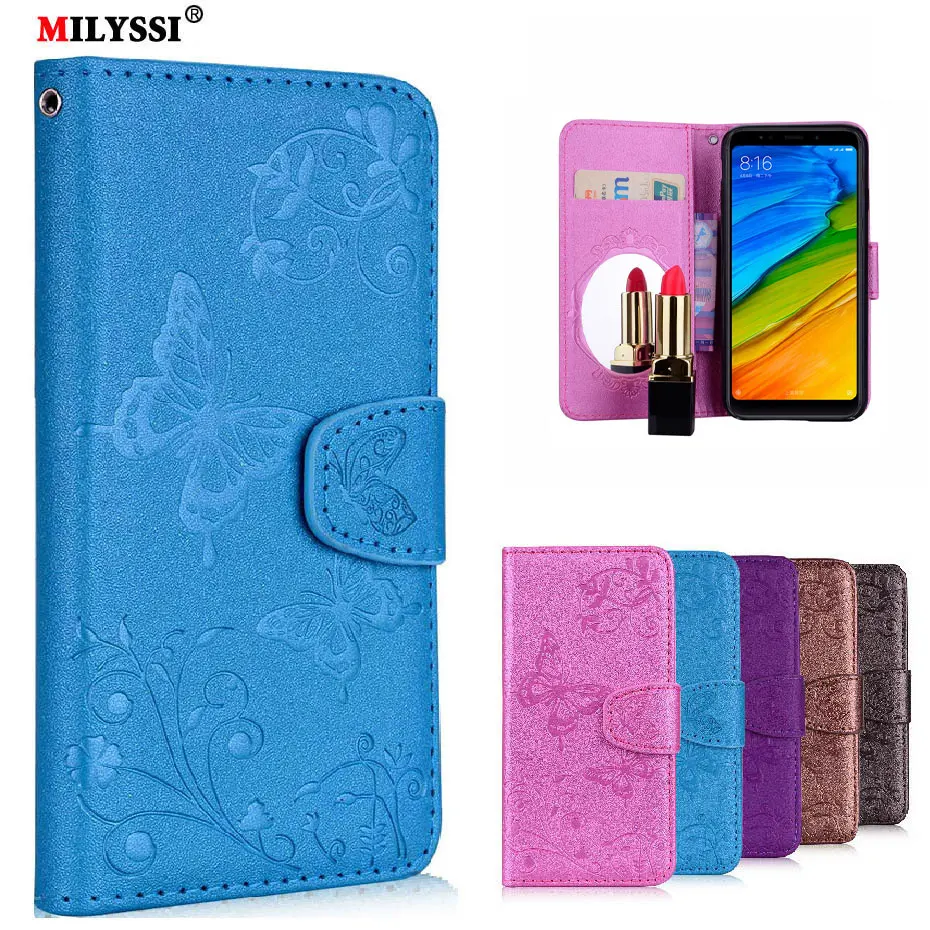 

For Fundas Xiaomi redmi 5 Mirror Cover PU Leather Wallet Flip Phone Bag Case For Xiaomi redmi 5 5 Plus case Stand Holder Capa