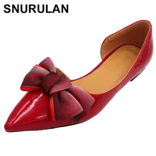 SNURULAN2018 Новая летняя модная женская обувь повседневная обувь на плоской подошве острый носок бант-Узел Туфли женские низкие Лоферы свадебные туфли на плоской подошве E359