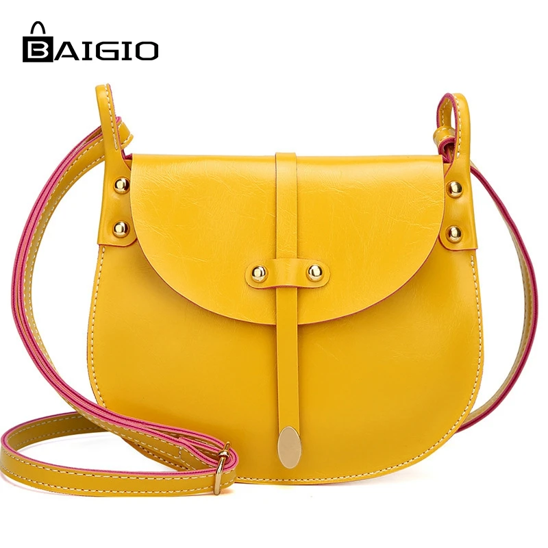 BAIGIO High Quality PU Leather Crossbody Bag Bright Yellow Pink Girls 2018 Fashion Shoulder Bags ...