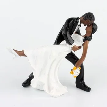 

fashion wedding cake toppers black couples bride bridegroom Figurine cake topper decor kissing couple Valentine's Day gift 07