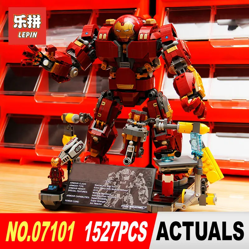 

LEPIN 07101 Super Heroed 1527Pcs Iron Man Hulkbuster Ultron Toy Building Blocks Model Compatible with 76105 Marvel Avengers