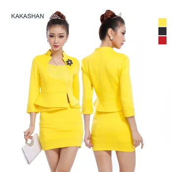 

Women's Suits Mini Skirt Set Black Two-Piece Elegant Business Party Formal Office Wear To Work Pencil Peplum Dress Three Quarter