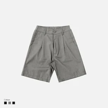 Летние новые мужские шорты Классические однотонные Дикие повседневные мужские шорты Ретро кнопка пять брюк