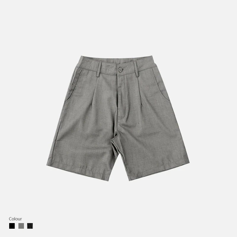 

2019 Summer new mens shorts classic solid color wild casual men's shorts retro button five pants