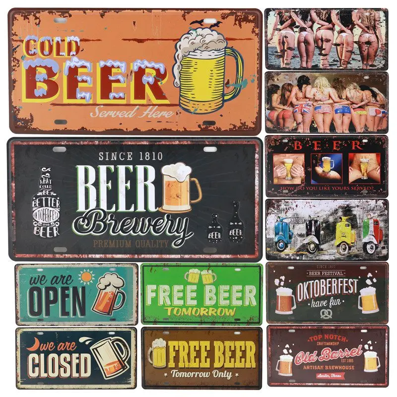 

Free Ice Cold Beer Plaque Vintage Metal Tin Signs Bar Pub Decorative Plate Pub Club Decor Iron Wine Poster Man Cave Cartel C16