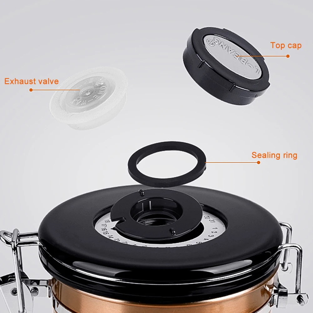 Sealed Coffee Bean Cans Stainless steel sealed tank with exhaust valve tea pot Can Be Used With Silver Exhaust Valve Sealed tank (8)