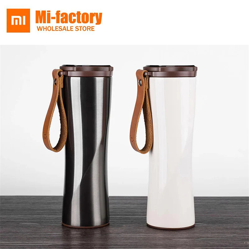 

Newest Xiaomi Kiss Kiss Smart Cup 430ml OLED Temperature Screen Display 310g protable Stainless Steel Cup with leather rope