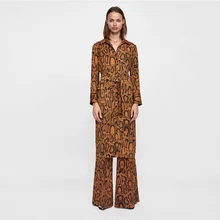 2018 Women Vintage Shirt Dress Runaway Snake Printing England Style Button With Pockets Midi Dresses Vestidos Robe Female 2018 Women Vintage Shirt Dress Runaway Snake Printing England Style Button With Pockets Midi Dresses Vestidos Robe Female