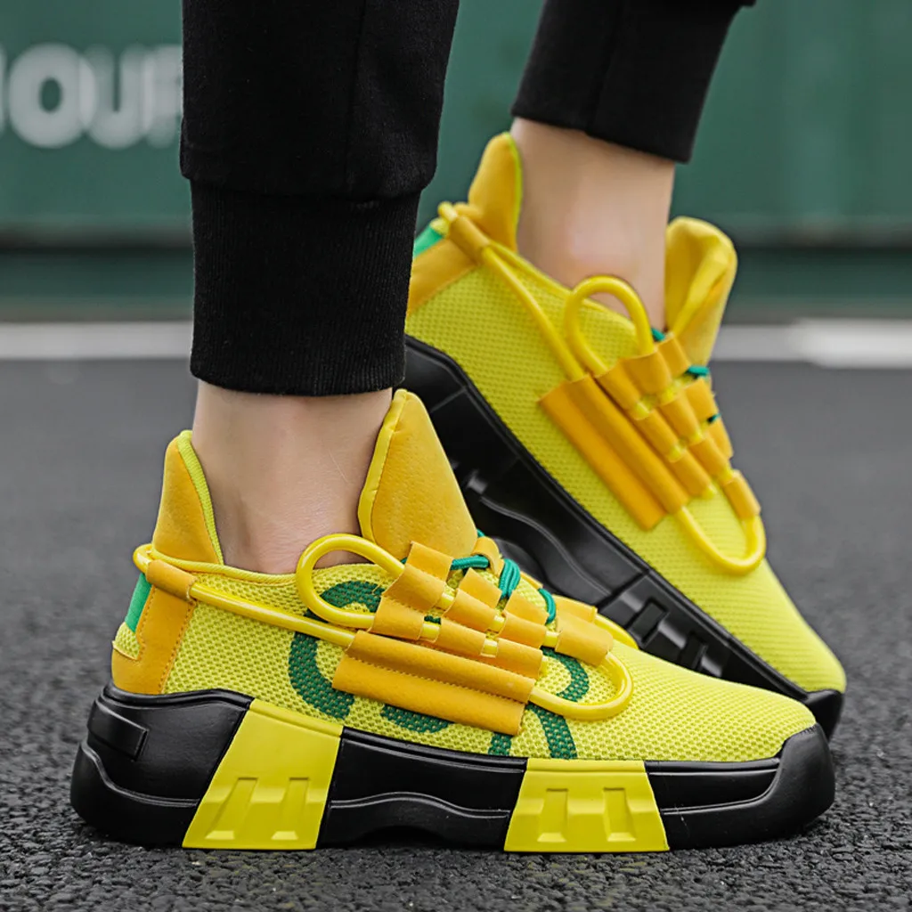 

2019 Autumn Vintage Sneakers Men's Fly Knit Breathable Comfortable Fashion Jogging Shoes Fashion Color Matching Adulto Sneaker