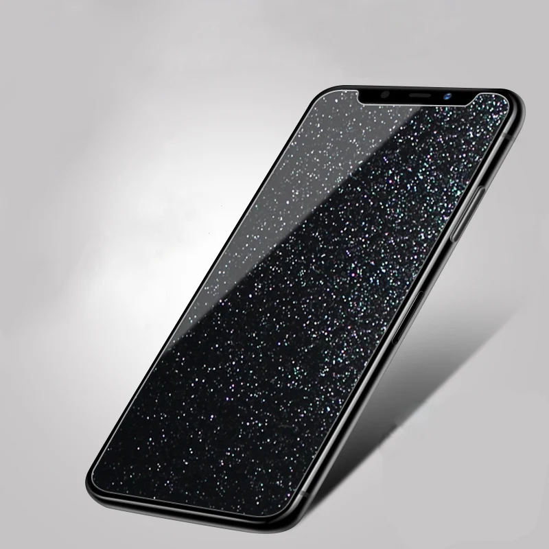 9H Protection Film Diamond Glitter Tempered Glass For iPhone X XR XS