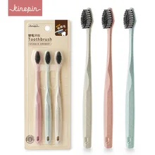 KINEPIN 3 шт. чистые пшеничной соломы Зубная щётка для чистки зубов мягкий тонкий наконечник Binchotan уголь щетиной взрослые зубы щеткой