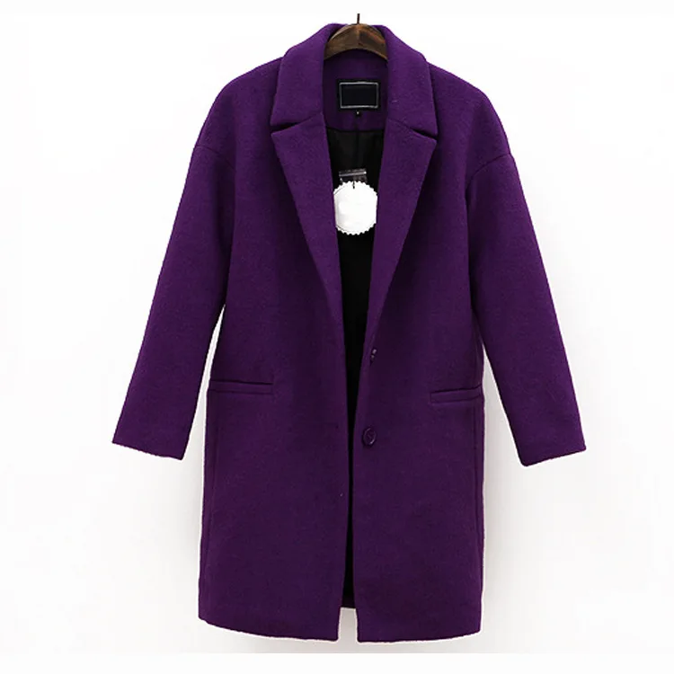 Women casual purple woolen coat outerwear-in Wool & Blends from Women's ...