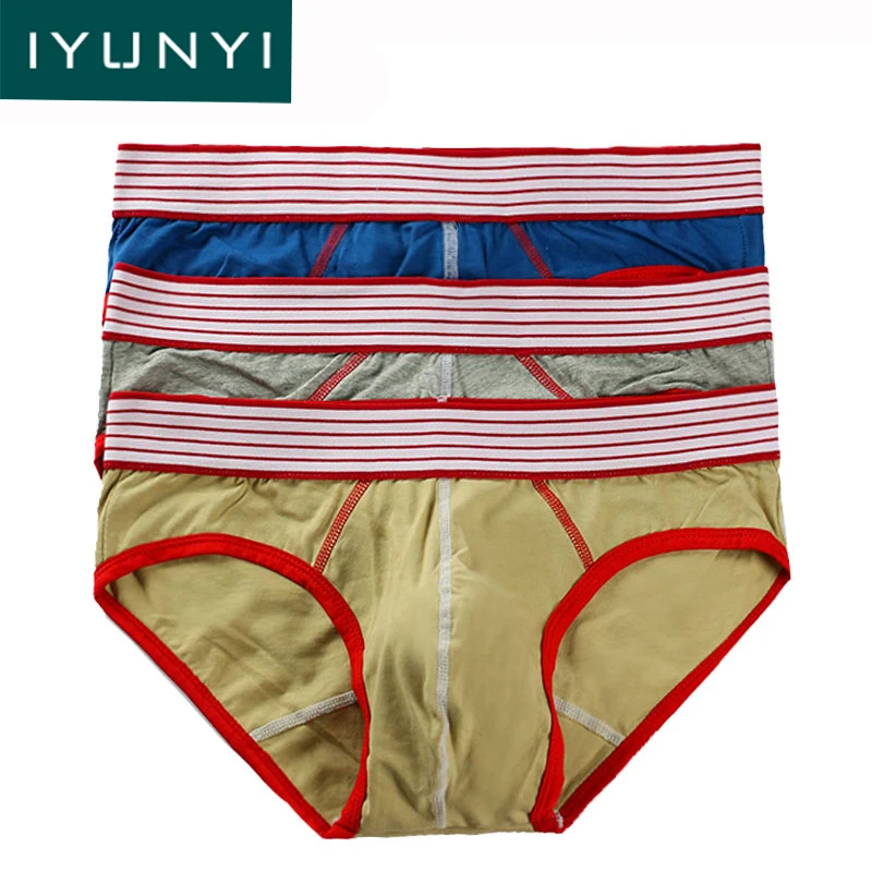 IYUNYI 3Pcs/lot New Men Underwear Briefs Men Cotton Solid Underpants