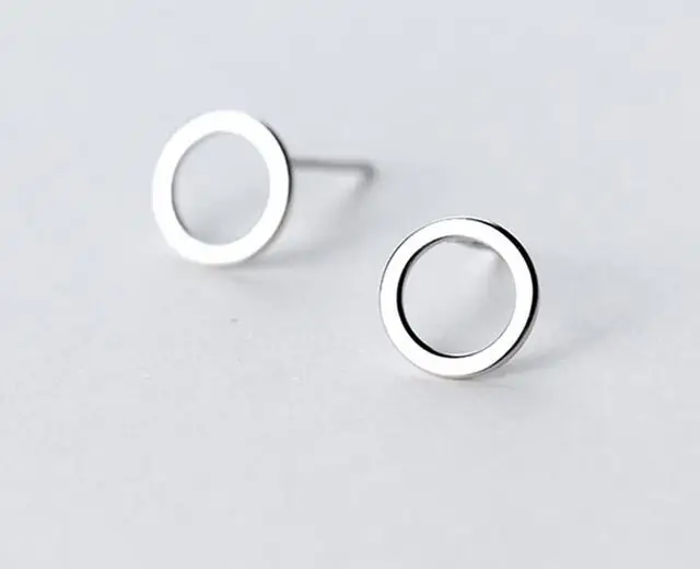 9mm Lady S Gift 100 Real 925 Sterling Silver Open Hollow Circle 925 Sterling Silver Open Hollow Circle Stud Earrings Geometric