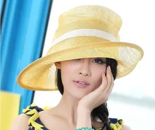 2017 Señoras Vestido de Cóctel Del Partido de Tarde de La Boda de La Iglesia Derby Sinamay Moda Viseras Boinas Cap Fedora De Ala Ancha de Sol de La Vendimia Nueva