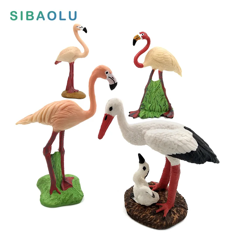 

Simulation Mini Flamingo White crane Miniature Animal Model bird Figurine Plastic miniature fairy garden decoration accessories