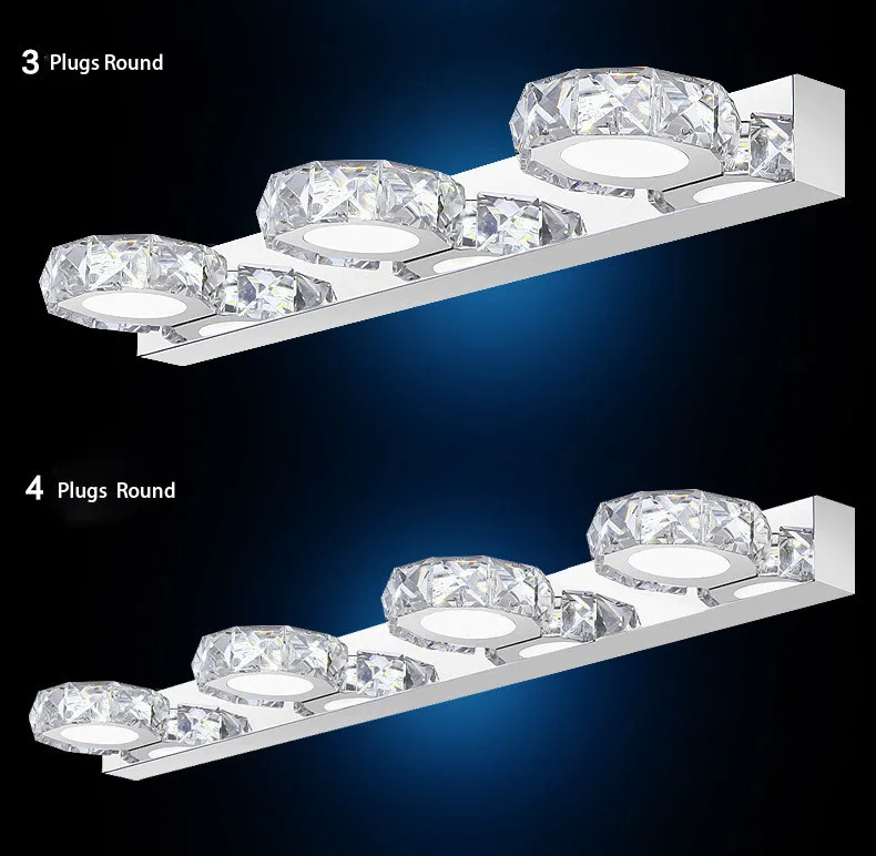 Современный K9 хрустальный светодиодный зеркальный светильник для ванной комнаты, холодный белый настенный светильник 90-260 в, шкаф из нержавеющей стали, туалетный светильник ing