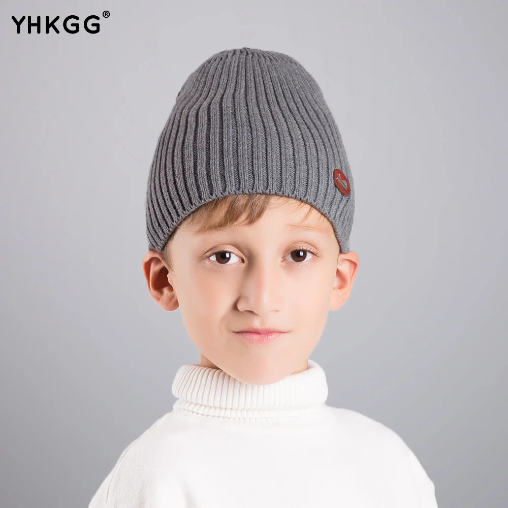 YHKGG 2018 Children's warm winter hat Big Cotton Beanie Hats Skull Cap