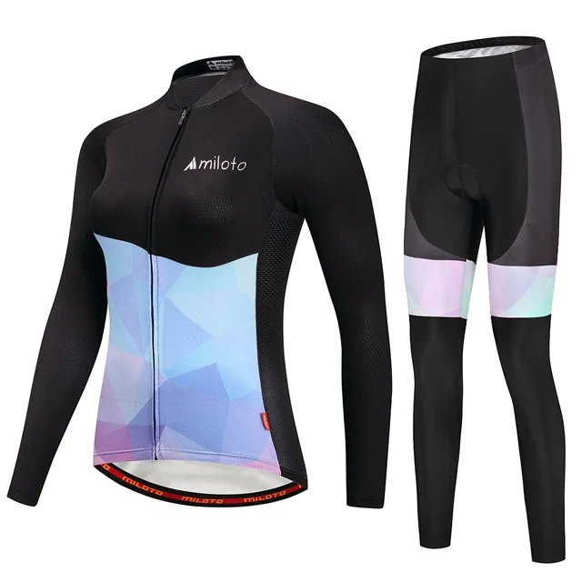 Осенняя Женская велосипедная одежда для MTB велосипеда дышащие горные велосипедная одежда Ropa Ciclismo быстросохнущие длинные велосипедные Джерси брюки набор - Цвет: 08