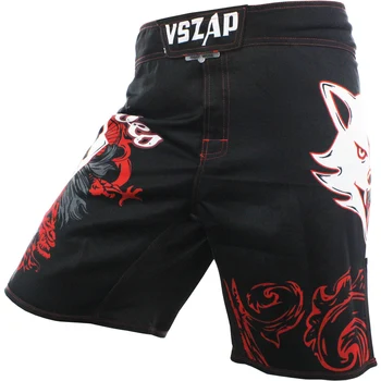 

Men's printing MMA Shorts VSZAP THE WOLVES battle wolf shorts MMA fighting fitness combat exercise men kickboxing Red flame