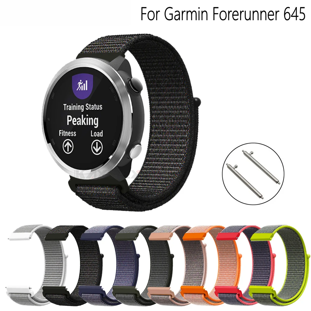 

20mm Nylon Watch Band Sport for Garmin Forerunner 645 Smart Watch Replacement Strap for Vivoactive 3 Vivomove HR Loop Strap