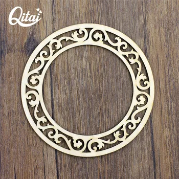 

QITAI 12PCS circular lace border frame Natural laser Wood Chips Embellishments Scrapbooking Crafts Handmade card Art Album WF289