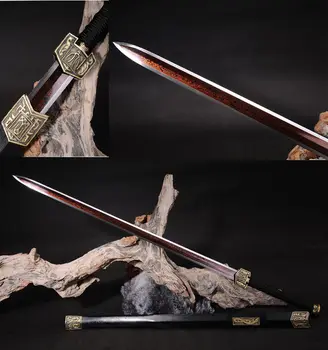 

42"DAMASCUS FOLDED STEEL RDE HANDMADE FULL TANG BLADE RED CHINESE SWORD