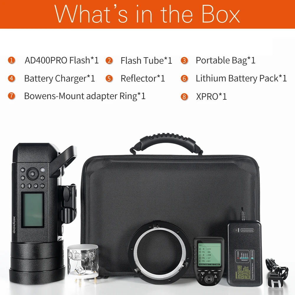 Вспышка Godox AD400Pro TTL HSS со встроенным беспроводным литий ионным аккумулятором 2 4G +