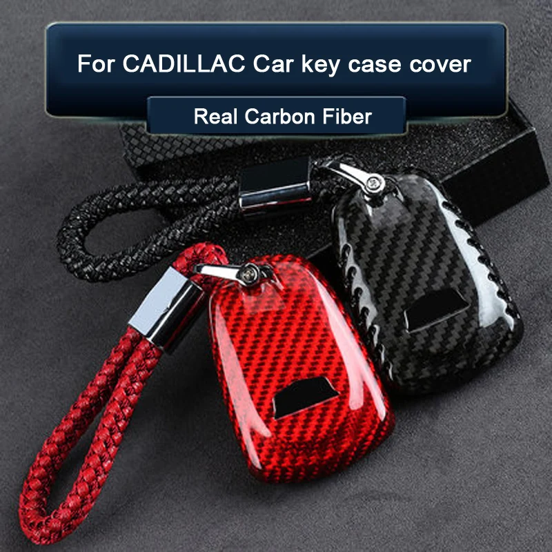 

Car Accessories For Cadillac ATS CT6 XT4 XT5 XTS CTS EXT SRX XLR SLS ESCALADE Carbon Fiber Car Key Smart Remote Key Case Cover