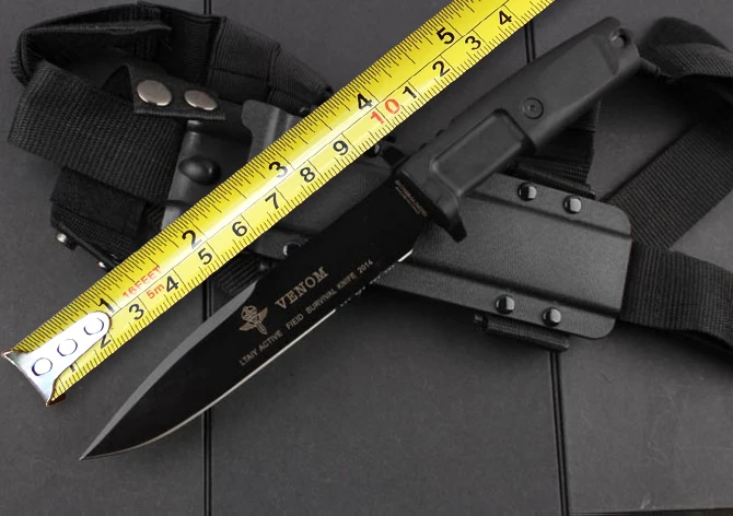 VENOM Camping Tactical Knife,N690 Blade Rubber Handle Hunting Fixed Knife,Survival Knives.