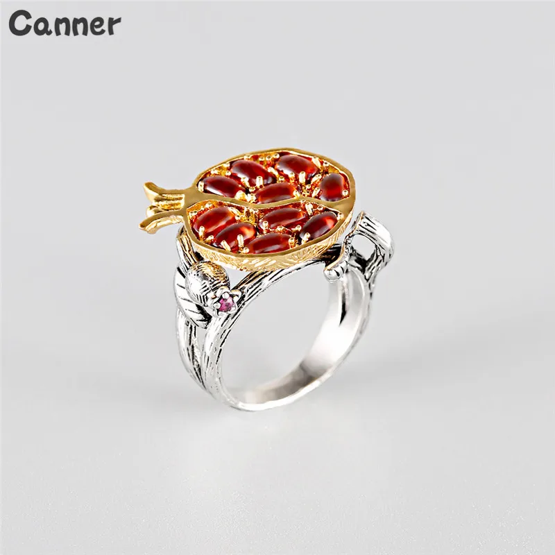 

Canner Women Oval Pomegranate Red Zircon Stone Ring Vintage Black Gold Rings For Women Size 6/7/8/9/10 Wedding Jewelry