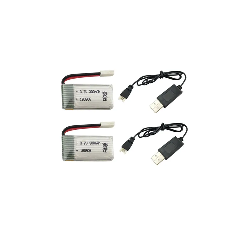 2 шт. 3,7 в 300 мАч литиевая батарея с usb-кабелем для зарядки для H8 H22 Eachine H8 Мини RC Квадрокоптер запчасти