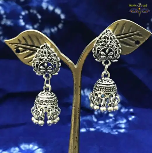 Jhumka индийские женские ювелирные изделия Цыганская Мода хиппи большие серебряные серьги с кисточками для женщин - Окраска металла: 7