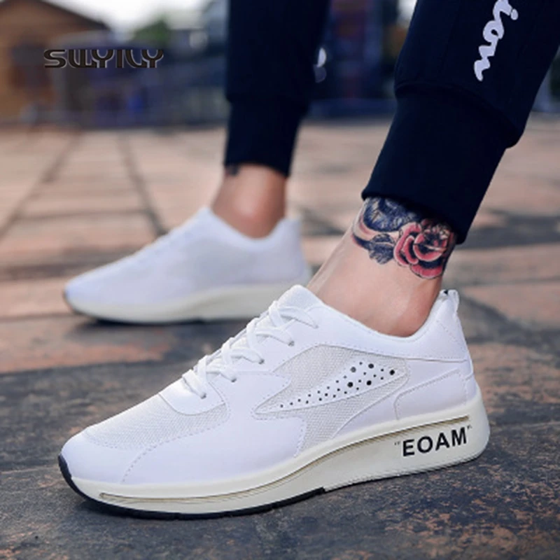 SWYIVY Men Sneakers Lace-up PU Breathable Running Shoes Men 2018 New Autumn Hard-wearing Cushioning Men Sport Shoes Light Weight
