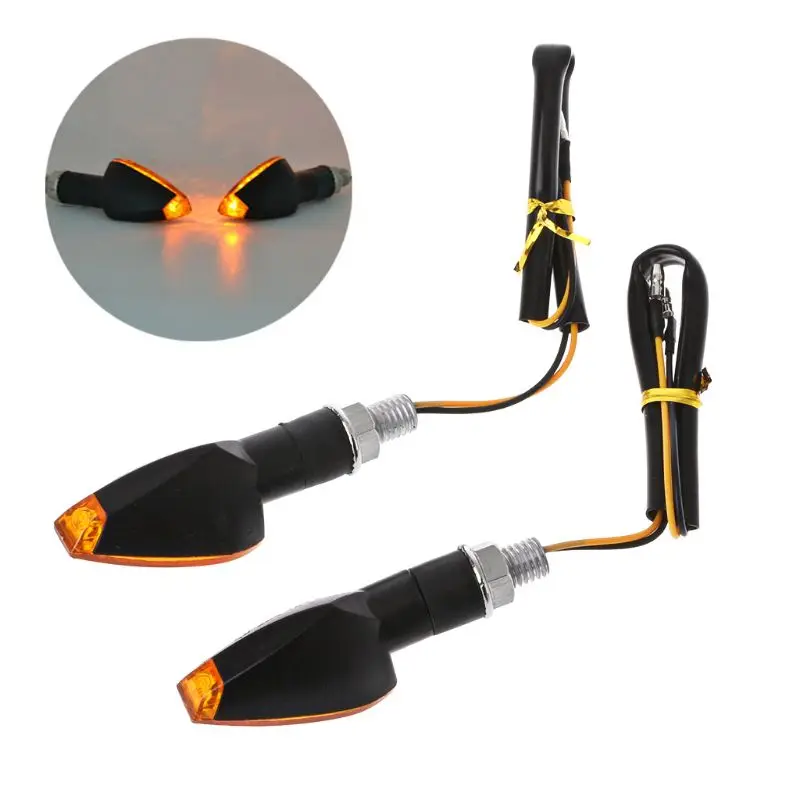 2PCS Motorcycle LED Turn Signal Indicators Light Amber Blinker Light 12V 2W 14 Led Motorbike Lamp Motorcycle Signal Lamp 3 Color