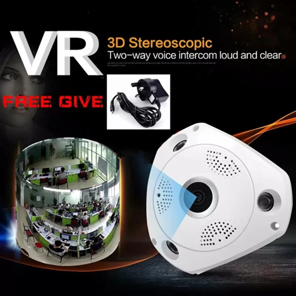 JCWHCAM 3MP 3D VR Cam WIFI IP камера 960P Рыбий глаз объектив HD панорама Wi Fi ИК Ночное Видение CCTV