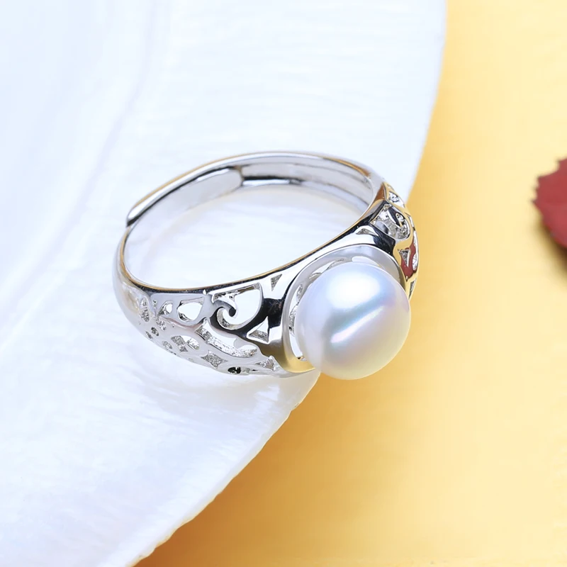 MITUO Trendy Natural Freshwater Pearl rings 925 Sterling Silver Leaf Party Rings For Women Stone Jewelry | Украшения и аксессуары