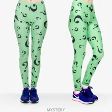 Забавный знак вопроса Леггинсы Цифровой 3D зеленый цвет шов печати полиэстер для женщин для модное платье