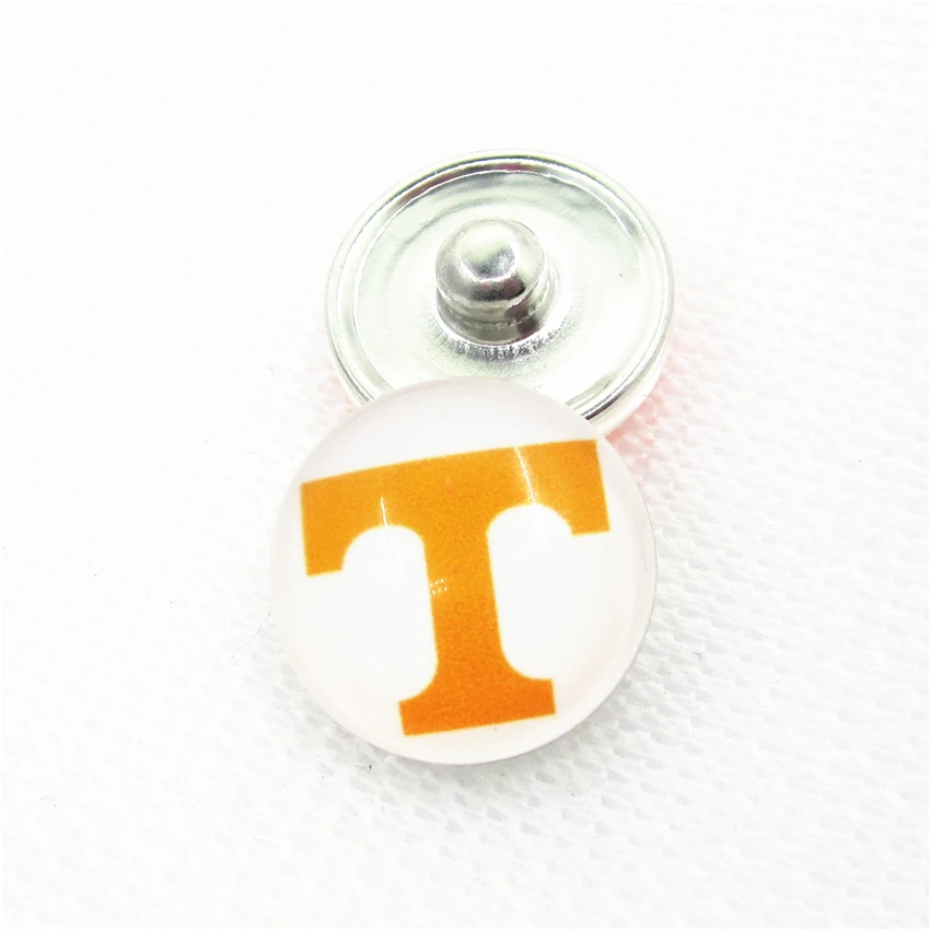 

10pcs/lot University of Tennessee Snap Buttons for 18mm US Sports Teams Snap Bracelet&Bangles DIY Snap Jewelry Ginger Charms