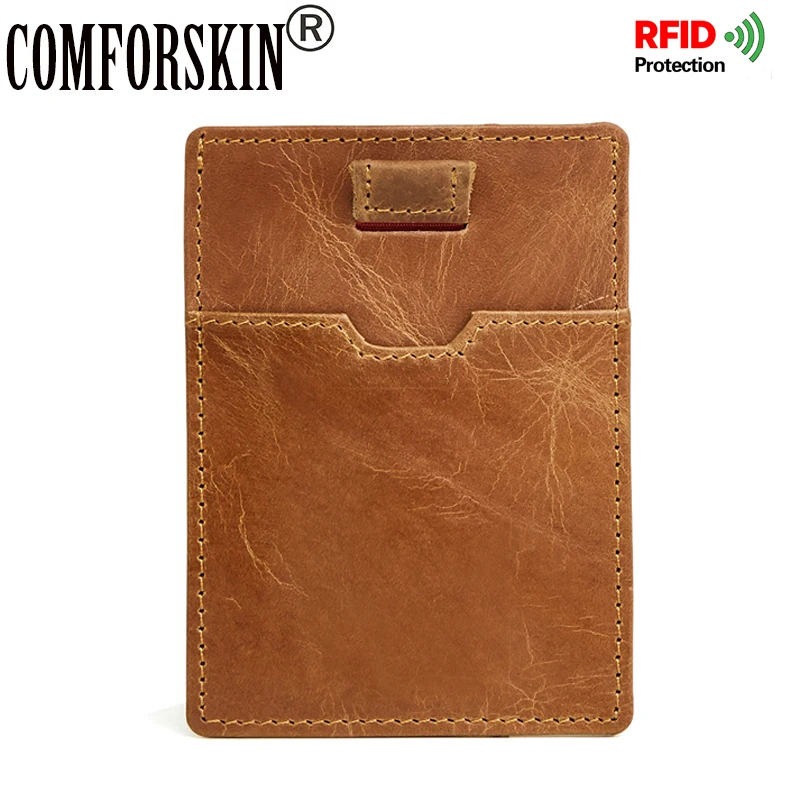 

COMFORSKIN New Arrivals RFID Protection Ultra Thin Men Credit Card Holder Genuine Leather Brand Hot Style Man Card Wallets 2018