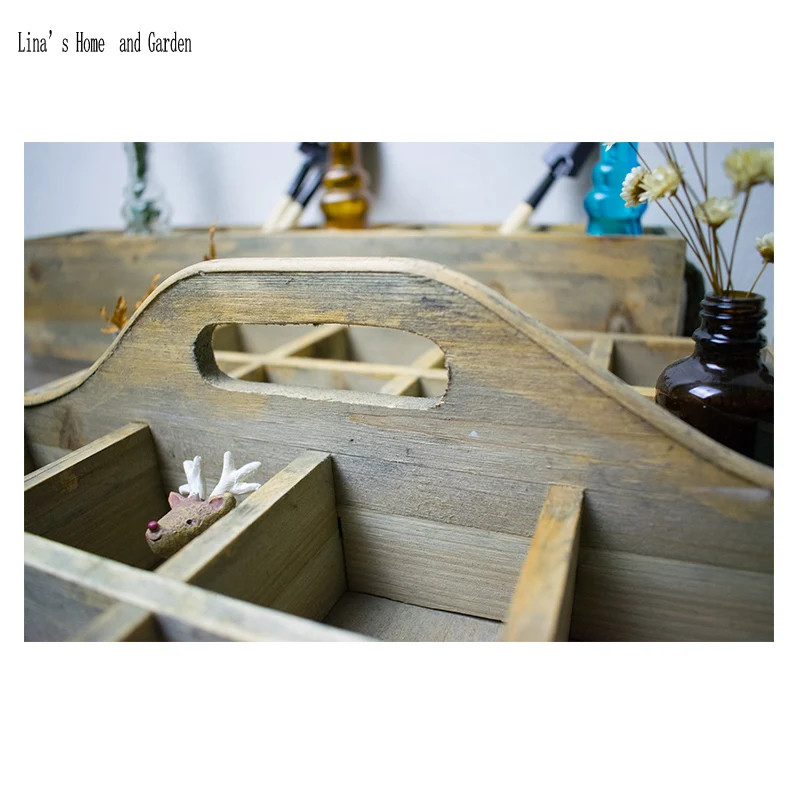vintage square solid wooden storage trays with 16 compartments (3)