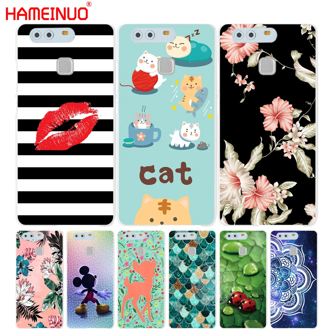 

fashion flower cat mouse Cover phone Case for huawei Ascend P7 P8 P9 P10 lite plus G8 G7 honor 5C 2017 mate 8
