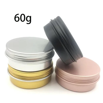 

2oz cosmetic aluminium jar 50g matte black small metal tin container 50ml glossy black aluminum jar for cream cosmetics packing