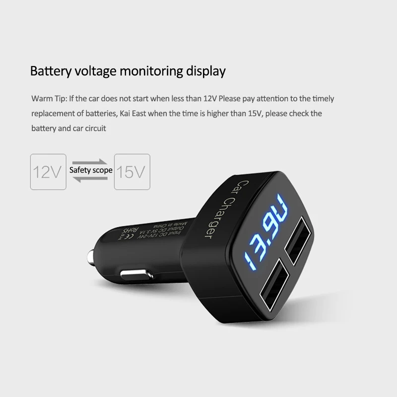4 In 1 Dual USB Car Charger Voltmeter Volt Current Temperature Meters Digital Monitor Display Portable Car Voltage Tester 4 In 1 Dual USB Car Charger Voltmeter Volt Current Temperature Meters Digital Monitor Display Portable Car Voltage Tester